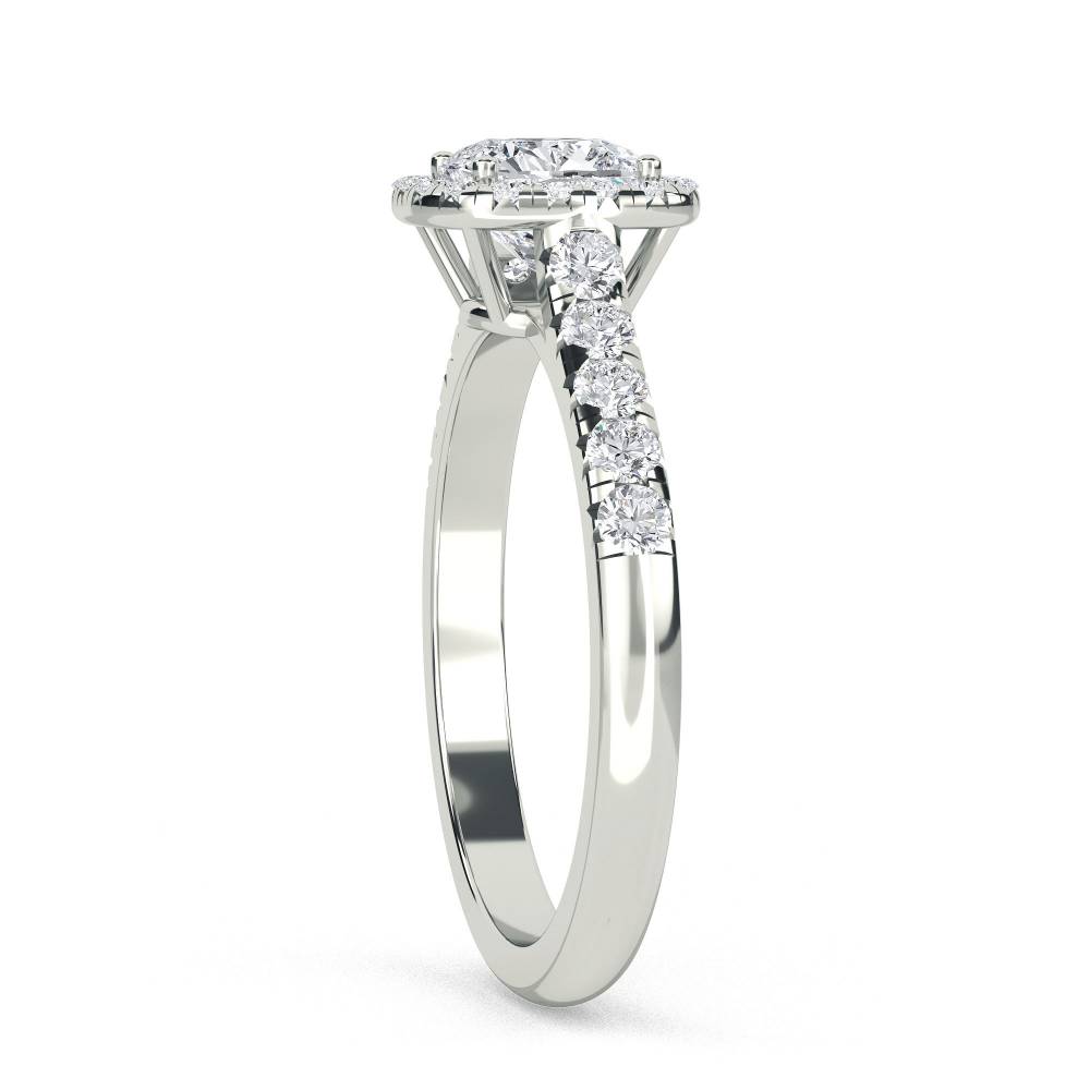 Single Halo Cushion Diamond Ring W