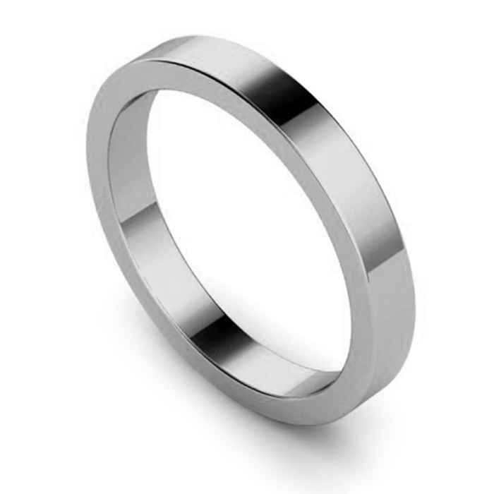 DHWAL3 Flat Wedding Ring - 3mm width, Medium depth W