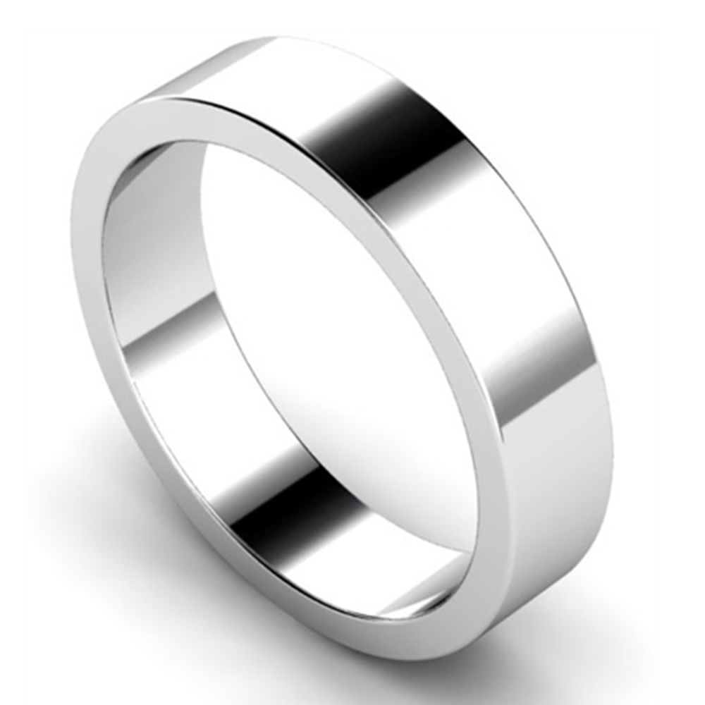 DHWAL5 Flat Wedding Ring - 5mm width, Medium depth W